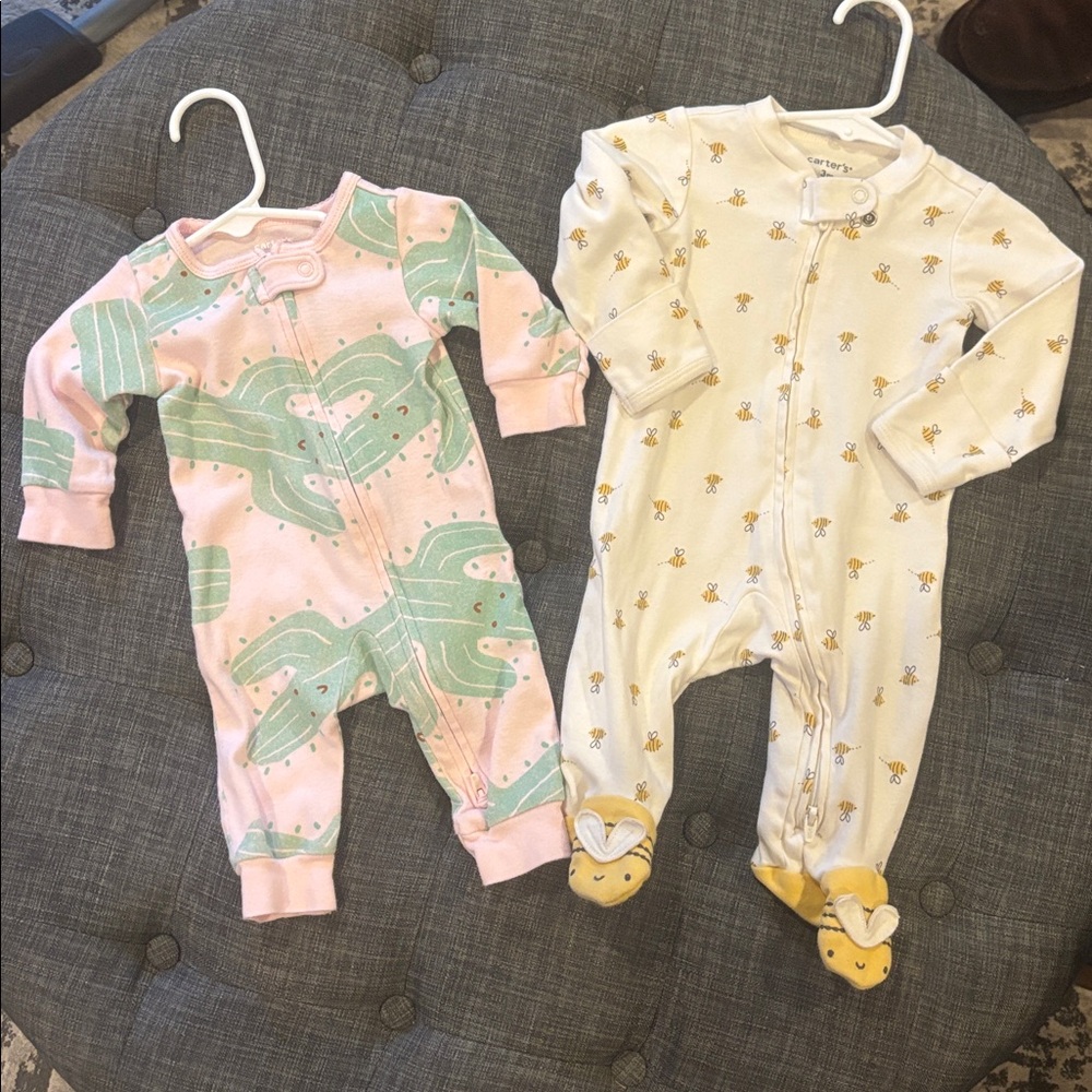 Carter's Cactus + Yellow Bee Onesies
